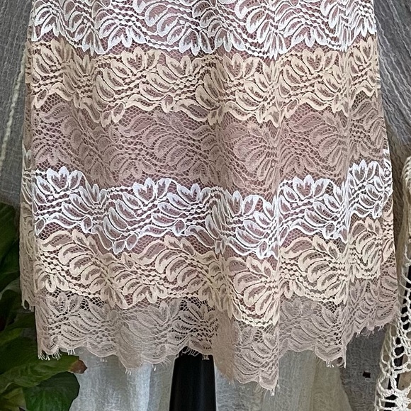 Lulu's Spring Summer White, Cream & Blush Lace V-neck Dress, Large, NWT - Picture 7 of 12